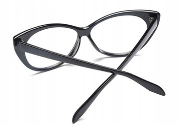 Czarne damskie modne zerówki kocie Okulary CAT