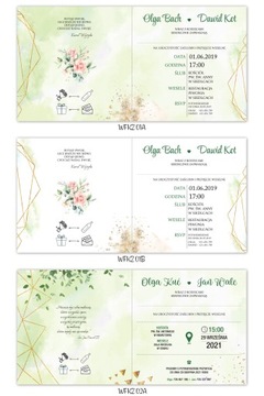 Свадебные приглашения АКВАРЕЛЬ с цветочным рисунком в деревенском стиле