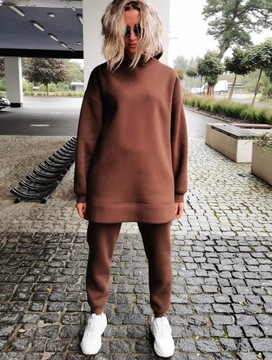 S030 ТЕПЛЫЙ ШОКОЛАДНЫЙ С ДЛИННЫМ СВИТШОТОМ OVERSIZE L