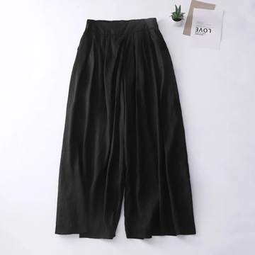 Office-lady Ramie Pink Color Wide-leg Pants for Wo