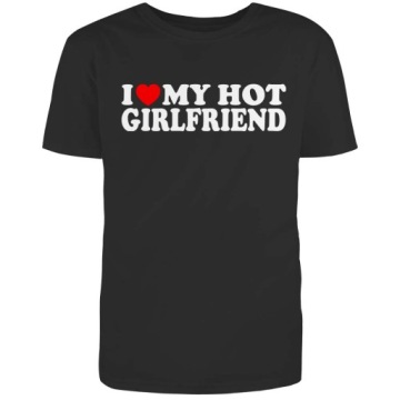 МУЖСКАЯ ФУТБОЛКА I LOVE MY HOT GIRLFRIEND ЗАБАВНЫЙ ПОДАРОК ​​ДЛЯ ПАРНЯ