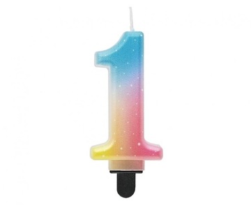 Świeczka cyferka 1 ombre pastelowa 8 cm