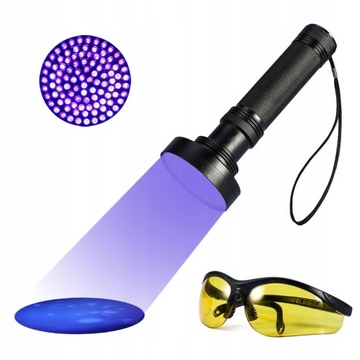 LATARKA LAMPA DO BURSZTYNU UV 100LED I OKULARY