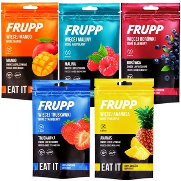 Frupp zestaw owoce liofilizowane MIX SMAKÓW 5x zdrowa przekąska