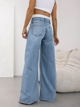 Cocomore damskie luźne szerokie niebieskie spodnie jeansowe Paulo baggy L