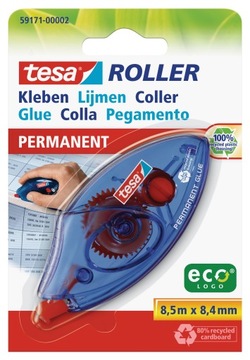 Klej biurowy szkolny w taśmie do papieru tesa jednorazowy 8,5 m x 8,4 mm