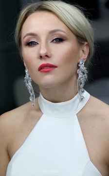 KOLCZYKI SUTASZ SREBRNE ŚLUBNE PIĘKNE STYLOWE DUŻE