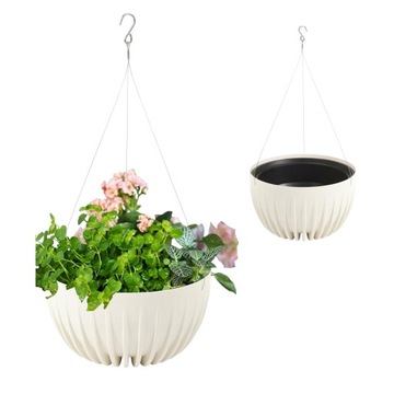 DONICZKA DONICA WISZĄCA KREMOWA 30 CM OGRODOWA BALKONOWA NA BALKON