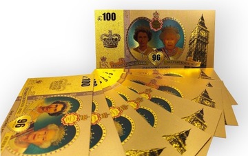 Позолоченная банкнота 100 фунтов «Королева Елизавета II»