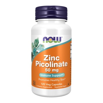 NOW FOODS ZINC PICOLINATE PIKOLINIAN CYNKU 50mg WŁOSY SKÓRA 120 VEGE KAPS