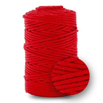 SZNUREK BAWEŁNIANY 5MM Z RDZENIEM CZERWONY