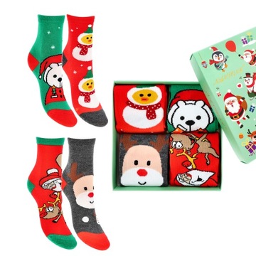 DZIECIĘCE SKARPETY ŚWIĄTECZNE PREZENT 4 PARY
