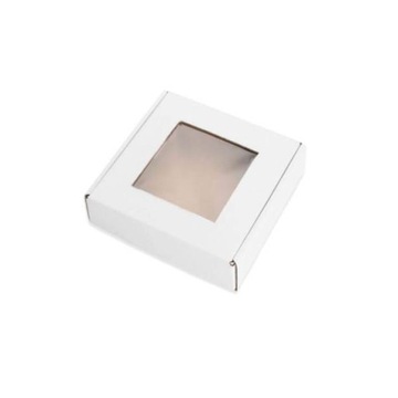 Pudełko z okienkiem 9x9x3 cm BIAŁE kartonik z szybką PUDEŁECZKO na mydło