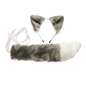 ZESTAW COSPLAY FURRY USZY OPASKA + OGON WILK LIS FUTRZAK