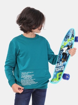 BLUZA CHŁOPIĘCA DRESOWA KIESZEŃ zielona 116-122