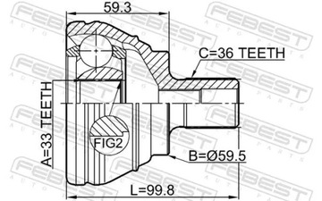 PRZEGUB PÓŁOSI PRZÓD 2310-EOS FEBEST AUDI A3