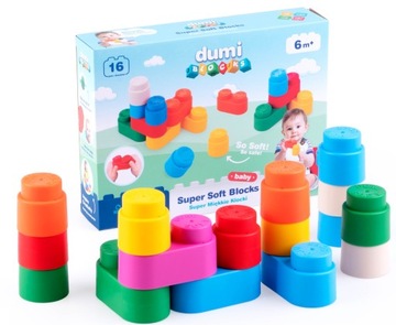 DUMEL DUMI BLOCKS SUPER MIĘKKIE KLOCKI 16 SZT 6M+