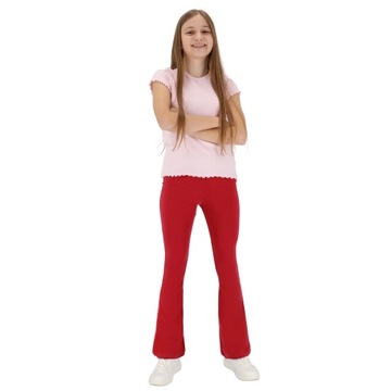 DZIECIĘCE DZWONY LEGGINSY BAWEŁNIANE CZERWONY 122