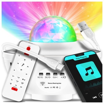 PROJEKTOR GWIAZD Dla Dzieci Rzutnik Nieba Lampka Nocna Głośnik BLUETOOTH