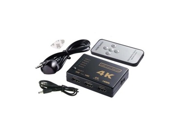 Переключатель HDMI 3D 4K Ultra HD 5-вход 25м + пульт ДУ