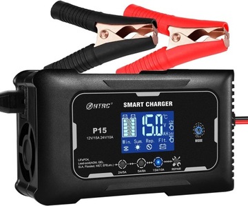 Prostownik Ładowarka Smart HTRC P15 12V/24V 15A LCD