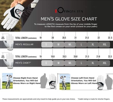 FINGER TEN Перчатки для гольфа размера M 1 шт.