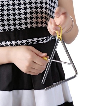 ТРЕУГОЛЬНИК МУЗЫКАЛЬНЫЙ ИНСТРУМЕНТ СТАЛЬ МЕТАЛЛИЧЕСКАЯ РИТМИКА 11 см + ЛЕНТА