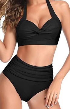 STRÓJ KĄPIELOWY DWUCZĘŚCIOWY KOSTIUM WYSOKI STAN BOHO BIKINI WIĄZANIE, M