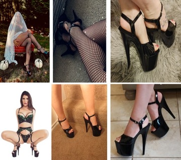 SEKSOWNE CZÓŁENKA CZARNE SZPILKI DAMSKIE NA PLATFORMIE BUTY SexyHeels r.38