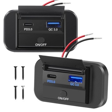 Автомобильная зарядная панель 12-24В с QC 3.0 + PD 3.0 для автомобилей