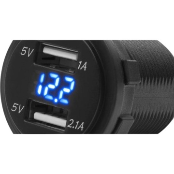 Motocyklowe gniazdo z wyświetlaczem 2 x USB 3.1A
