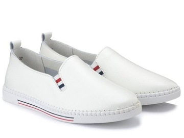 Buty damskie tenisówki skórzane wsuwane białe lekkie Filippo DP066 41