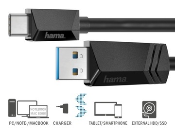 КАБЕЛЬ Hama USB 3.2 GEN2 USB-C — USB-A 10 Гбит/с 1 м