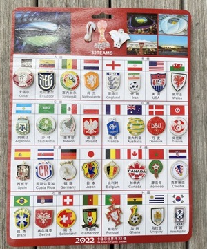 32 командных значка чемпионата мира 2022 года.