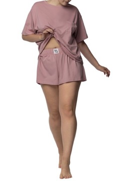 MONA QUEEN SIZE Piżama bawełniana PURE różowa 4XL