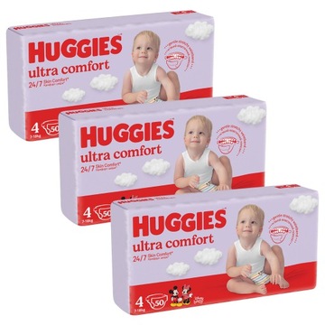 3 подгузника HUGGIES Ultra Comfort, размер 4 (7–18 кг)