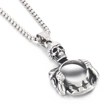 NASZYJNIK MĘSKI CZASZKA SKULL GOTYK STAL 316L