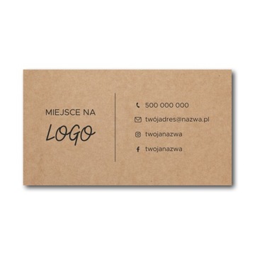 100 szt Eko wizytówki kraft brązowe 250g + projekt