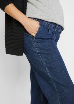 BA71 SPODNIE CIĄŻOWE Z ELASTYCZNYM PASEM WSTAWKĄ JEANSY 40 NIEBIESKIE