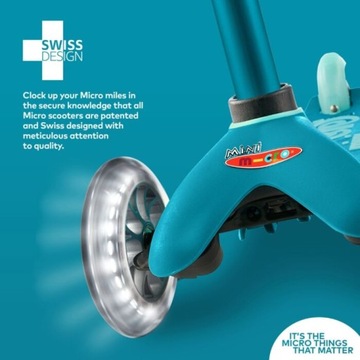 HULAJNOGA MINI MICRO DELUXE Trójkołowa LED AQUA