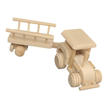 TRAKTOR drewniany z przyczepką traktorek