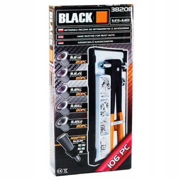 НАБОР РУКОВОДСТВЕННЫХ ЗАКЛЕПОЧНИКОВ BLACKTOOLS ДЛЯ ЗАКЛЕПОЧНЫХ ГАЙОК M3-M8, 106 ЭЛЕМЕНТОВ
