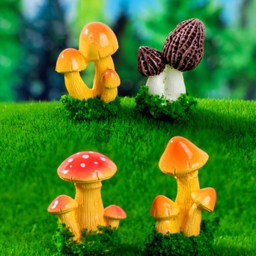 4 шт. мини-грибы из смолы в саду создают очаровательный садовый пейзаж.