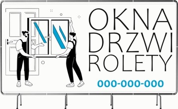 BANER REKLAMOWY 100x50cm projekt gratis różny wzór OKNA DRZWI ROLETY MONTAŻ