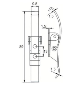 Защелка Kandahar R68 89,0мм нержавеющая сталь 10шт.