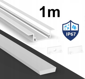 PROFIL LED DO ŁAZIENKI HERMETYCZNY WODOODPORNY P11-2 BIAŁY ZESTAW 1M