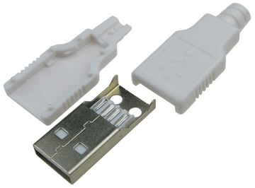 Wtyk USB A na kabel z osłoną biały /3802