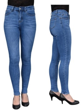 Jeansy damskie dopasowane wysoki stan, push up, Rozmiar 36, DH879