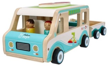 ADAM TOYS ДЕРЕВЯННЫЙ АВТОКЕМПЕР С ПРИЦЕПОМ 3+