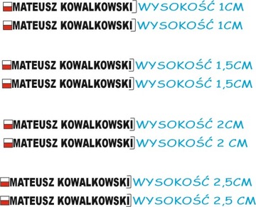 NAKLEJKA NA ROWER FLAGA NAZWISKO IMIE RÓŻNE KOLORY